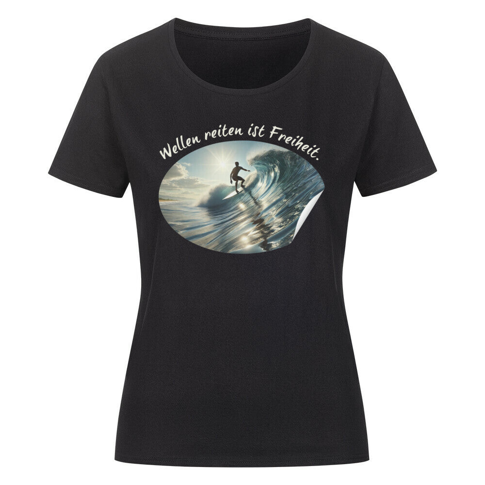 Organic Abenteuer Ladys Shirt, "Wellen reiten" schwarz