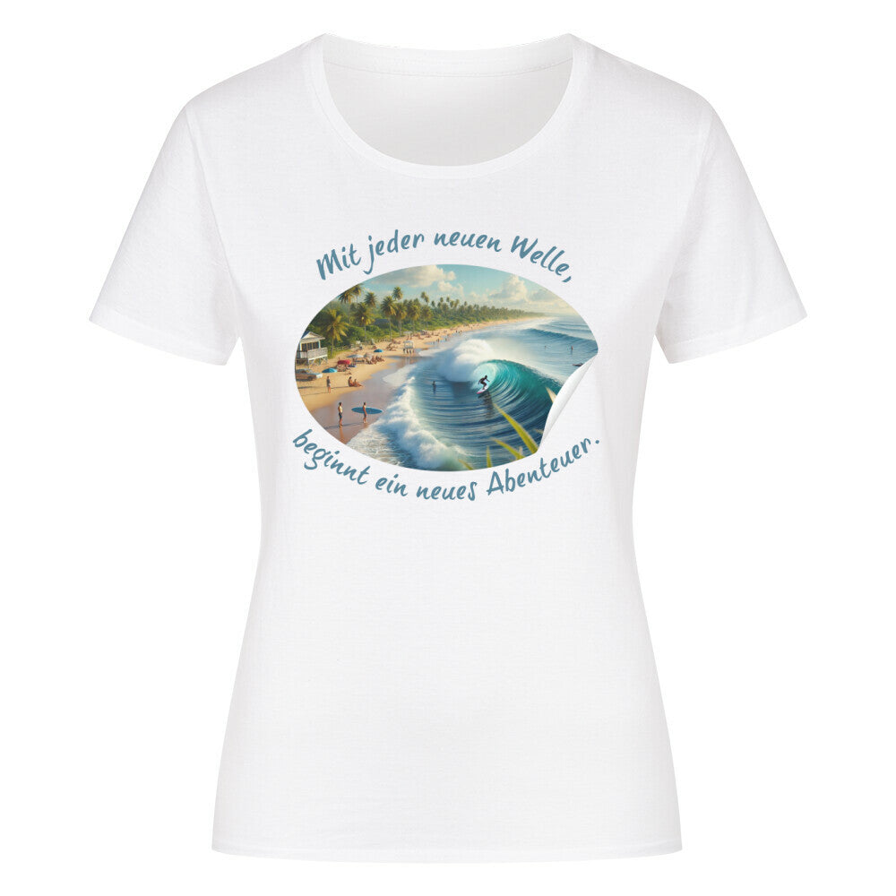 Organic Abenteuer Ladys Shirt, "Abenteuer, Wellen" weiß