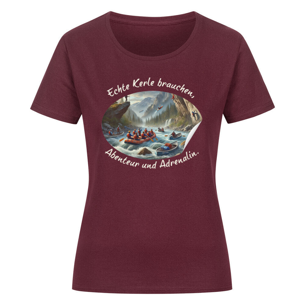 Organic Abenteuer Ladys Shirt, "Abenteuer und Adrenalin" Burgunder