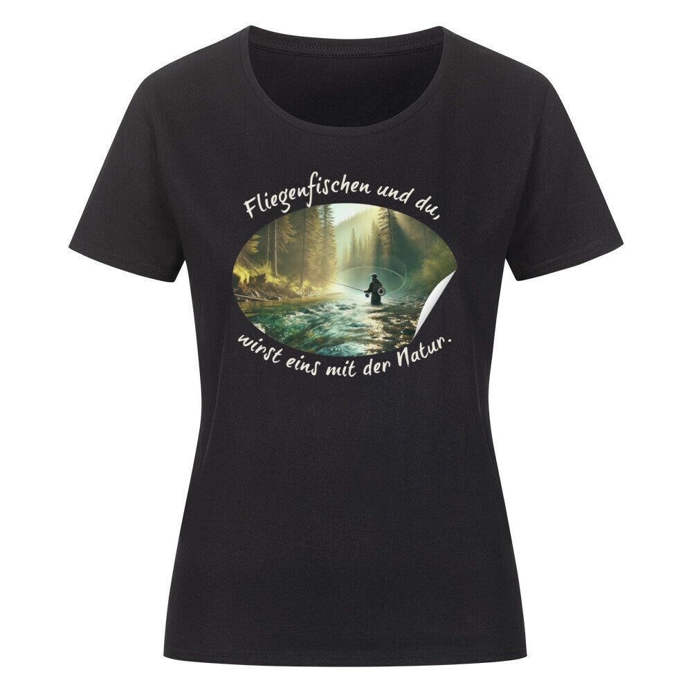 Organic Abenteuer Ladys Shirt, "Fliegenfischen" schwarz