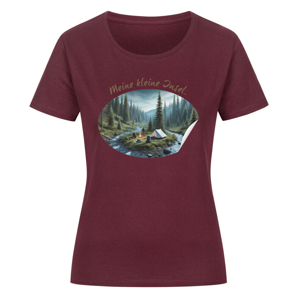 Organic Abenteuer Ladys Shirt, "Meine kleine Insel" Burgunder