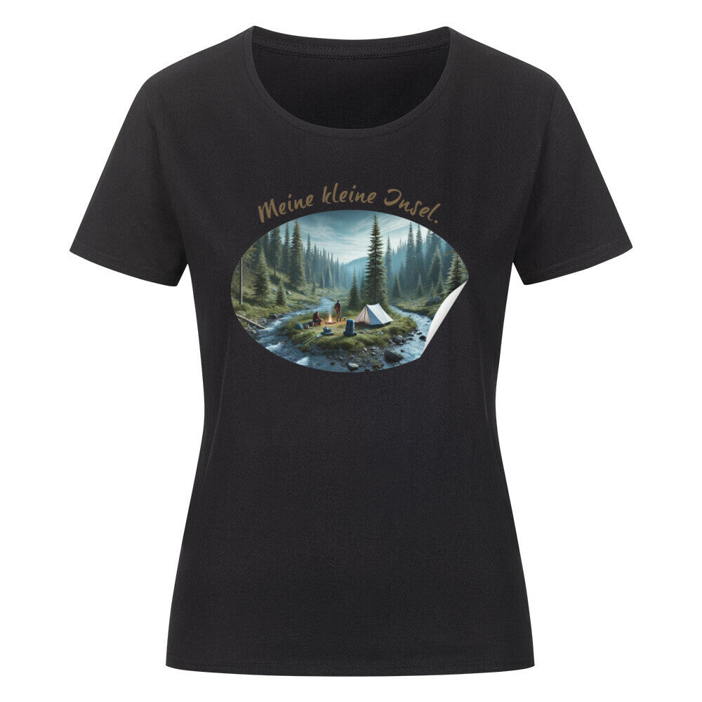 Organic Abenteuer Ladys Shirt, "Meine kleine Insel" schwarz