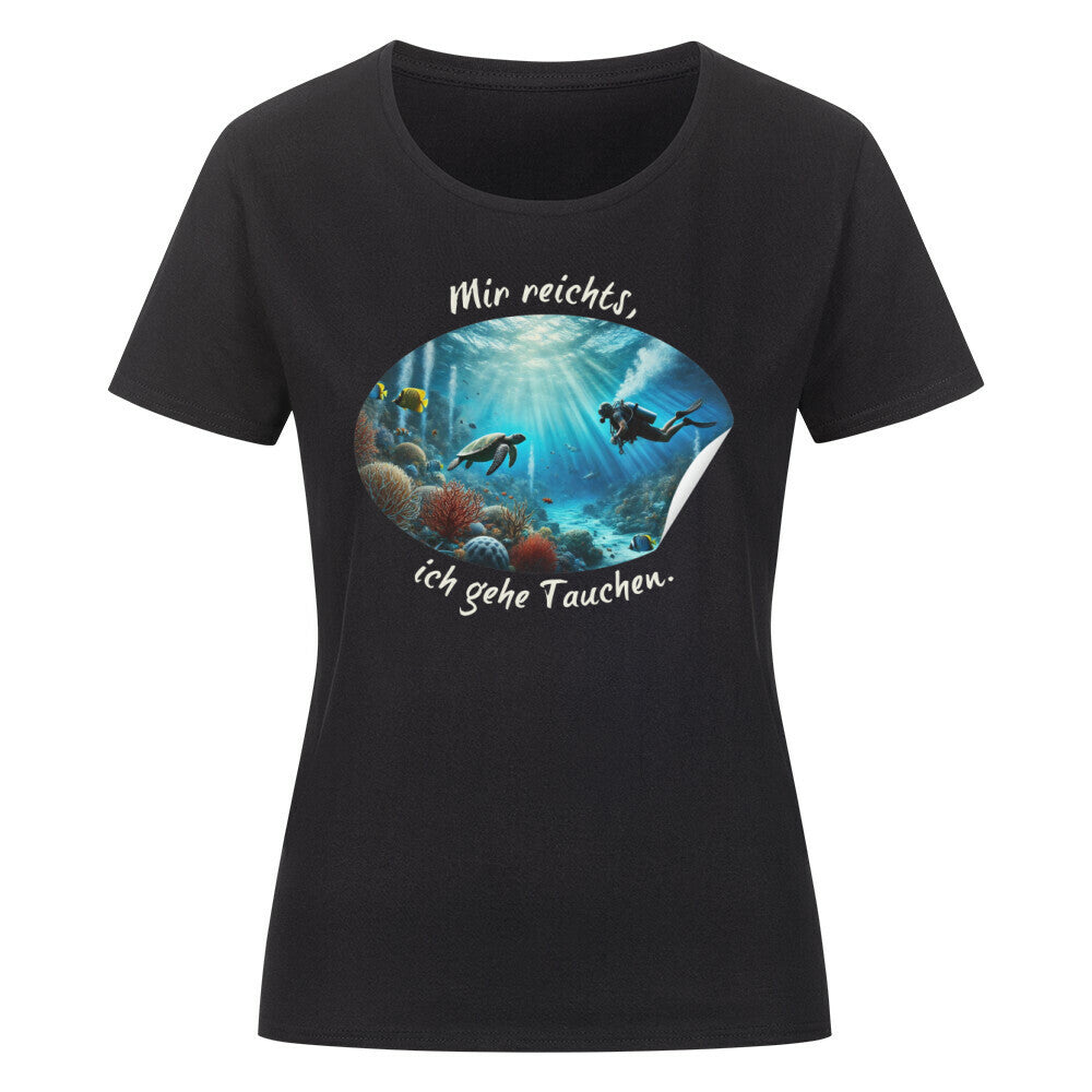 Organic Abenteuer Ladys Shirt, "Mir reichts, ich gehe Tauchen " schwarz