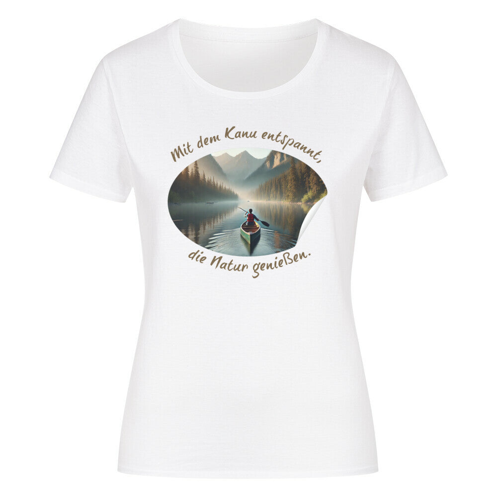 Organic Abenteuer Ladys Shirt, "Mit dem Kanu" weiß