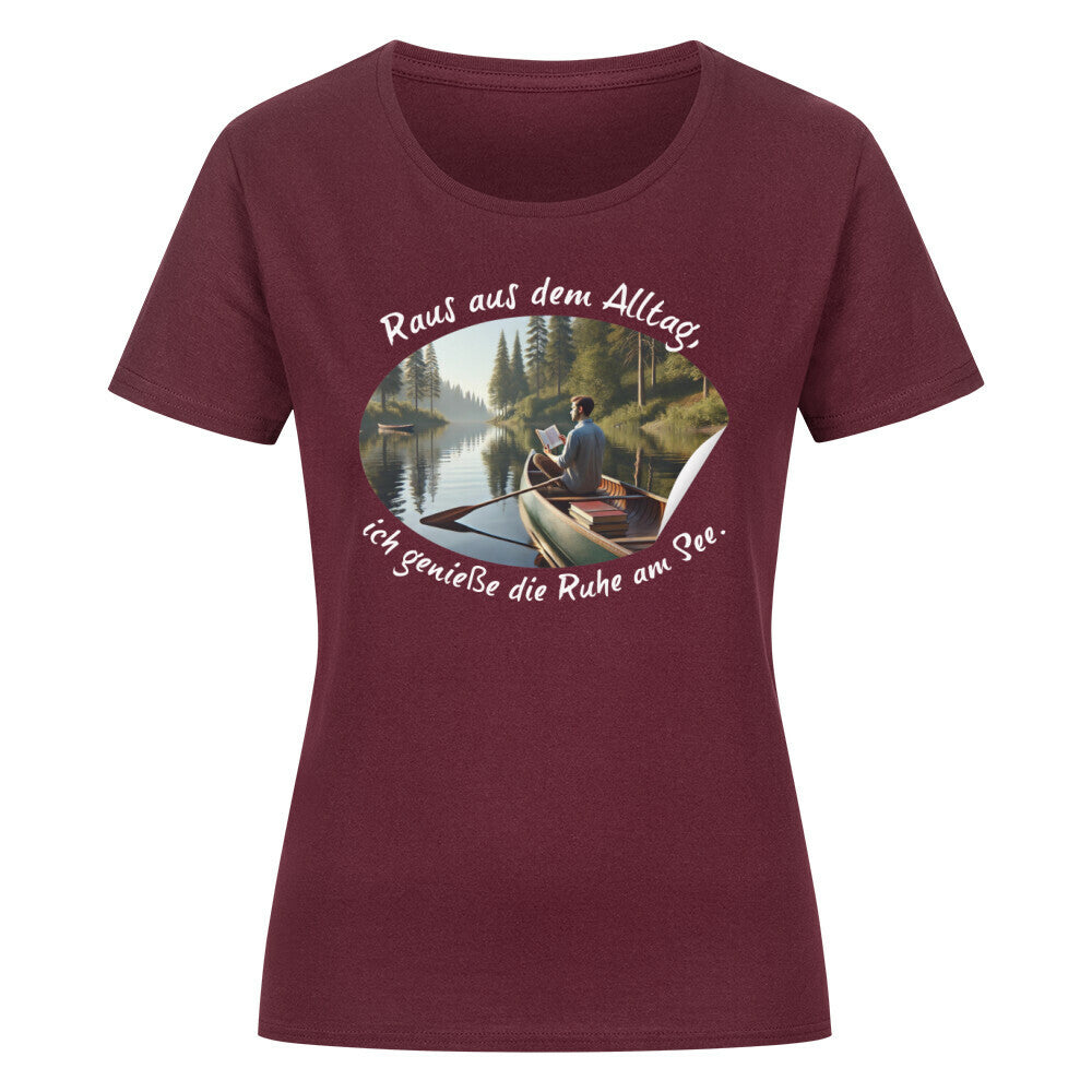 Organic Abenteuer Ladys Shirt, "Raus aus dem Alltag" Burgund