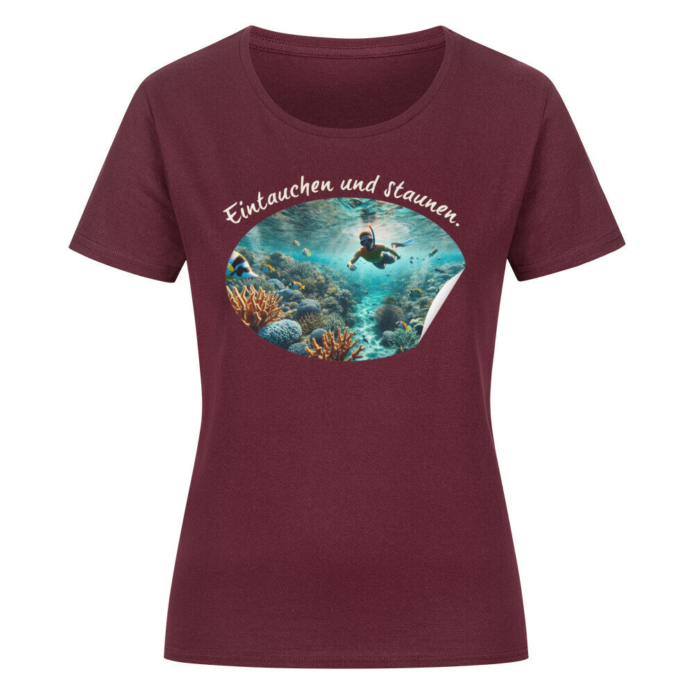 Organic Abenteuer Ladys Shirt, "Schnorcheln" Burgunder