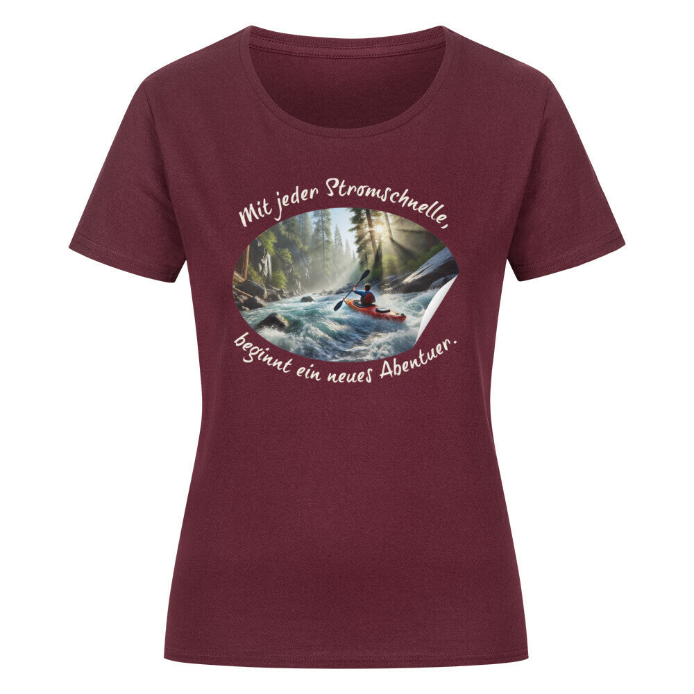 Organic Abenteuer Ladys Shirt, "Stromschnellen" Burgunder