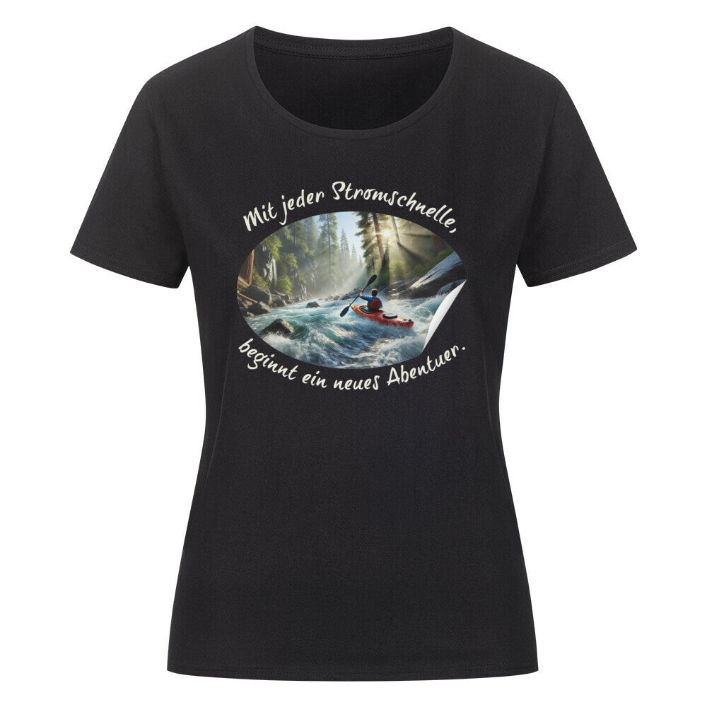 Organic Abenteuer Ladys Shirt, "Stromschnellen" schwarz