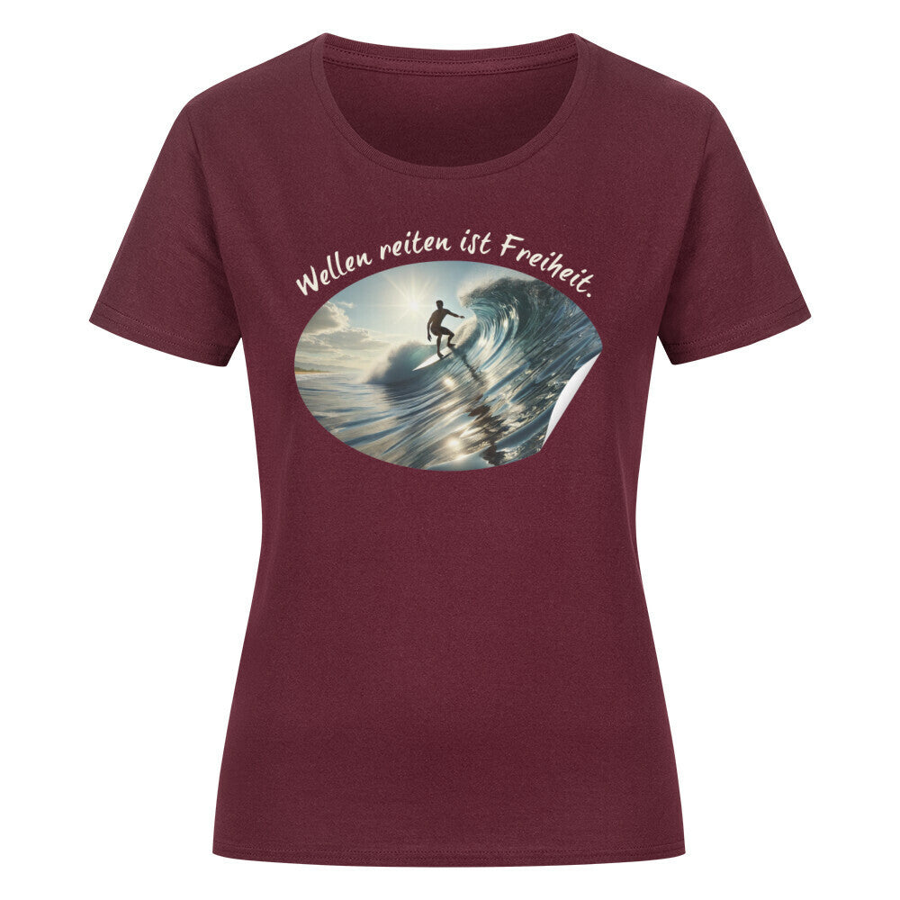 Organic Abenteuer Ladys Shirt, "Wellen reiten" Burgunder