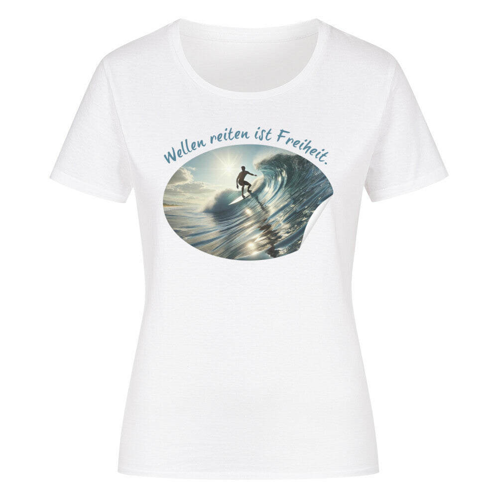 Organic Abenteuer Ladys Shirt, "Wellen reiten" weiß